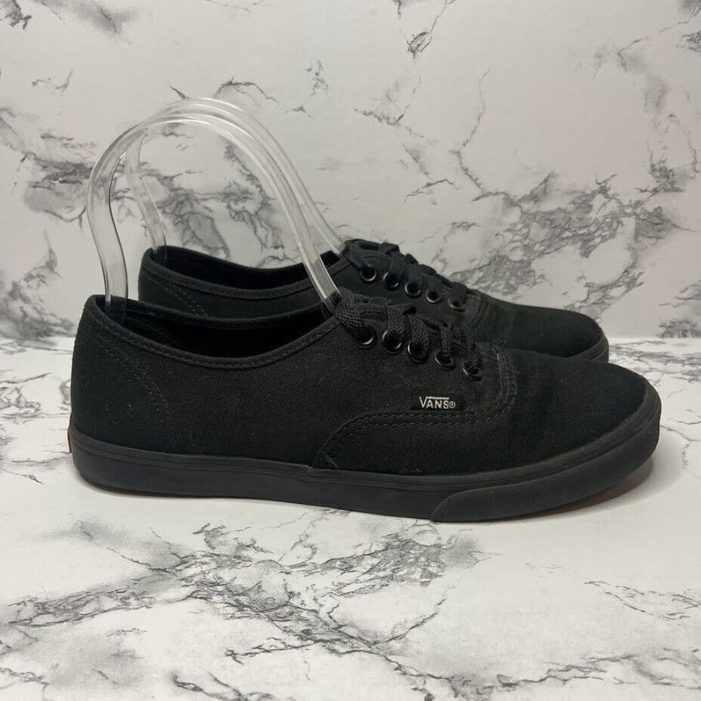 Vans Authentic Lo Pro Sneakers Womens 7 All Black Canvas Low Top Lace Up Shoes